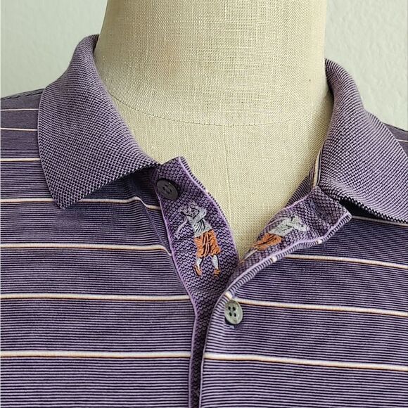 Bobby Jones Collection Polo Golf  Short Sleeve Shirt Size XL Purple Color - Picture 7 of 10